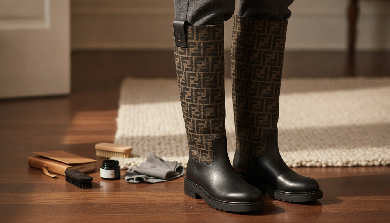Black FF Jacquard & Leather Boots: Fit, Care, Style